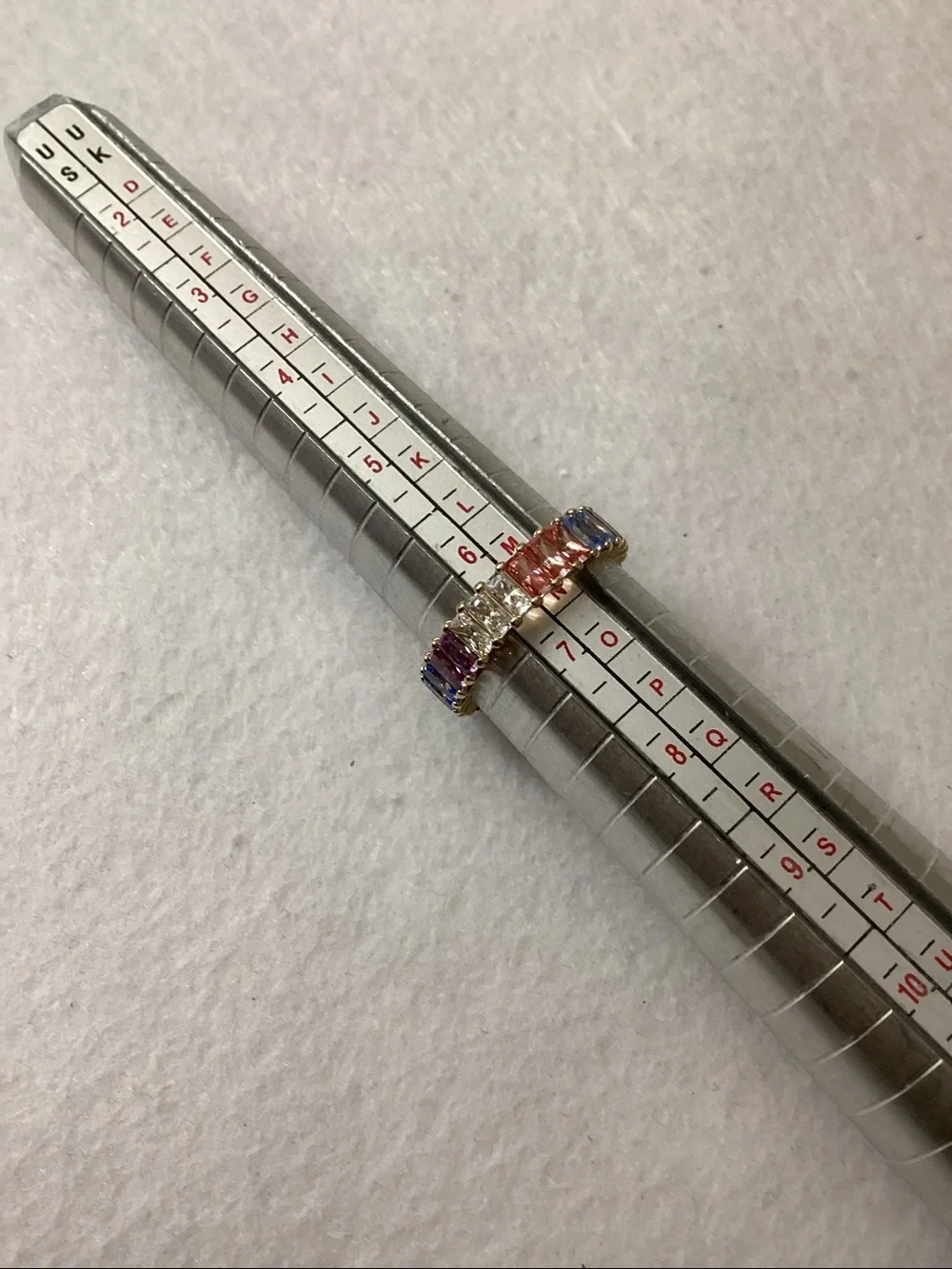 Swarovski Multicolored Baguette Cut Gold-Tone Plated Matrix Ring size 6.5